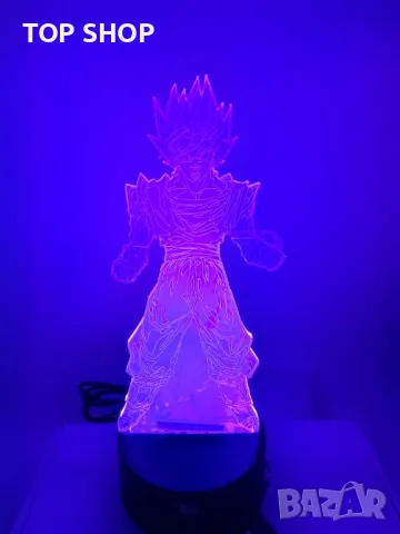 Dragon Ball Super Saiyan God Goku Екшън фигурки 3D настолна лампа 7 променящи цвета нощна лампа, снимка 8 - Настолни лампи - 48853435