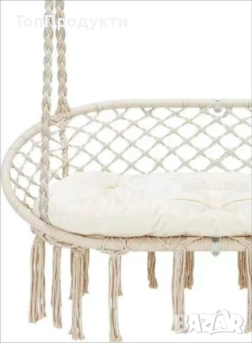 Двойна бежова градинска люлка за двама с възглавници, снимка 2 - Градински мебели, декорация  - 53073990