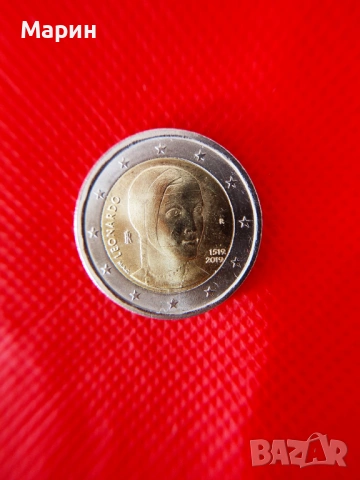 РЯДКА и КРАСИВА монета Leonardo- 2 евро от 2019г., снимка 3 - Нумизматика и бонистика - 53258593