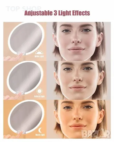 Easehold LED козметично огледало 10X увеличително акумулаторно огледало за грим със светлини, снимка 8 - Комплекти и лотове - 48830208