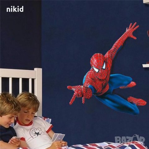 стикер постер за стена летящ спайдърмен Spiderman лепенка декорация, снимка 1 - Други - 18297462