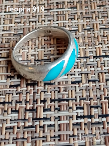 Сребърен пръстен с тюркоаз , снимка 3 - Пръстени - 52989875