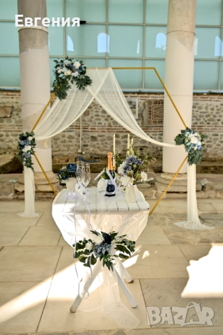 Kомплект сватбена украса в синьо, снимка 2 - Други - 52030465