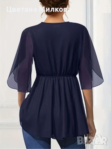 Елегантна есенна блуза 5 XL, снимка 3 - Блузи - 51686526