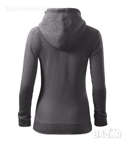 Нов дамски суичър с ЦИП и качулка в тъмносив цвят, снимка 3 - Суичъри - 47979070