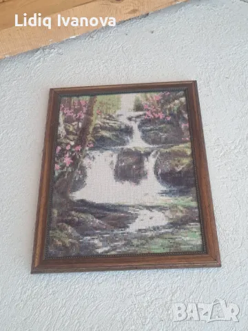 Диамантен гоблен-водопад,готов и рамкиран, снимка 4 - Гоблени - 50068807