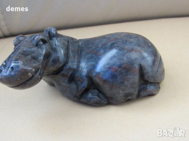  Легнал хипопотам от сапунен камък, с нова, по-ниска цена, снимка 3 - Декорация за дома - 32480858