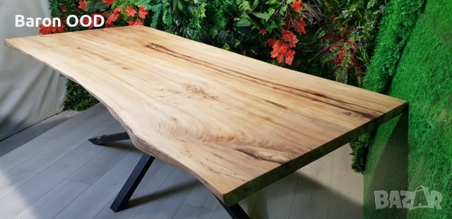 Трапезна маса, маса за хранене с жив ръб от масивно дърво Бряст, снимка 3 - Маси - 38242695