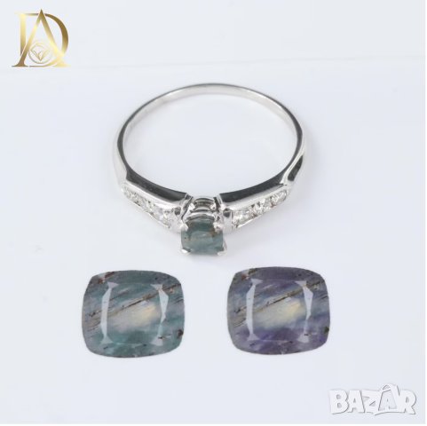 Нов Златен Пръстен с Естествен Александрит и Естествени Диаманти, снимка 8 - Пръстени - 44104469