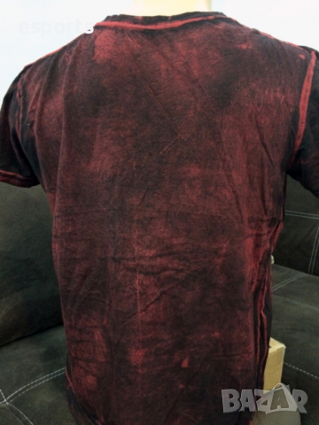 Мъжка тениска AFFLICTION Standard Series (стандартна серия) Burgundy Red Distressed Lava Wash S Smal, снимка 4 - Тениски - 25983043