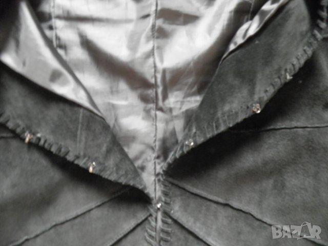 Ефектно пролетно манто от черен естествен велур М, снимка 11 - Палта, манта - 27936136