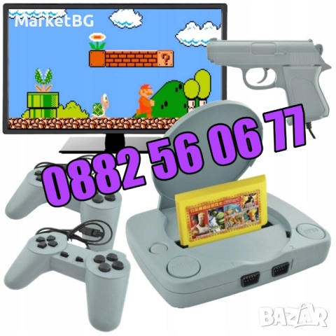 Телевизионна игра с вградени игри, ретро конзола с два джойстика и пистолет, снимка 5 - Други игри и конзоли - 52163903