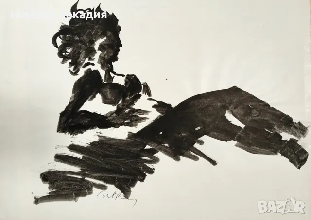 Иван Кирков /1932-2010/-рисунка туш на хартия,49х61 см., снимка 2 - Картини - 49171556
