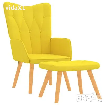 vidaXL Релакс стол с табуретка, горчица жълто, плат(SKU:327541, снимка 1 - Столове - 47838389