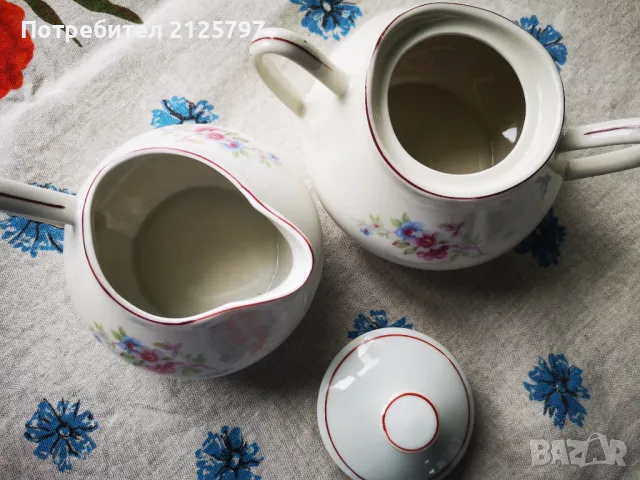 Лот порцеланови латиера (каничка) и захарница, снимка 5 - Антикварни и старинни предмети - 49798146