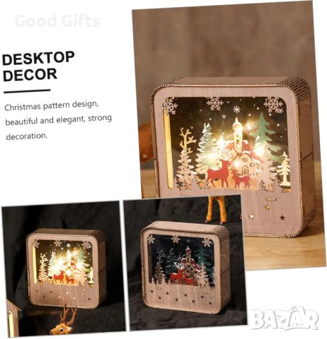 LED Светеща Коледна дървена къща, снимка 3 - Декорация за дома - 43072237