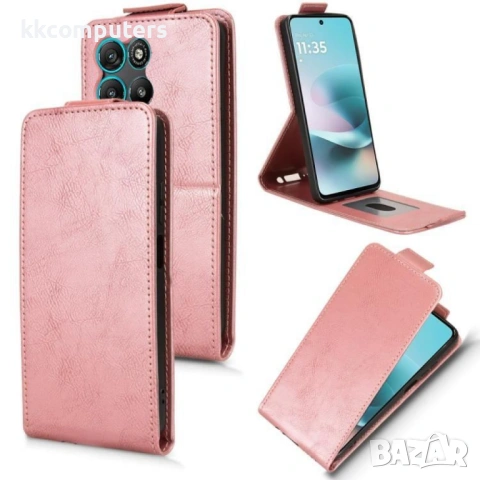 Вертикален Кожен Калъф за Motorola Moto G67 Power 5G / G57 Power 5G - PU Кожа, Магнитен Клип, Слот з, снимка 3 - Калъфи, кейсове - 53356210