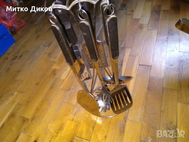 Кухненски набор 7 части 6+1 неръждаема стомана със стойка, снимка 5 - Аксесоари за кухня - 43400992