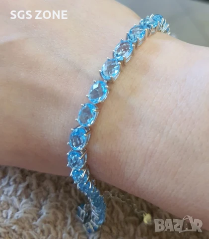 Сребърна тенис гривна с TOPAZ SWISS с фантастична шлифовка