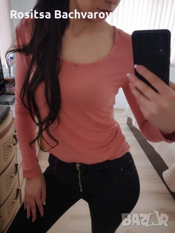 Розова блузка с дантелен гръб, S размер, снимка 4 - Блузи с дълъг ръкав и пуловери - 27865149