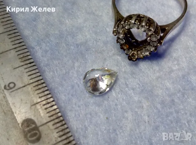 СТАР СКЪПОЦЕНЕН СРЕБЪРЕН ПРЪСТЕН СРЕБРО 925 с БРИЛЯНТНО ФАСЕТИРАН ЦИРКОН НУЖДАЕЩ се от МОНТАЖ 38045, снимка 5 - Пръстени - 50417410