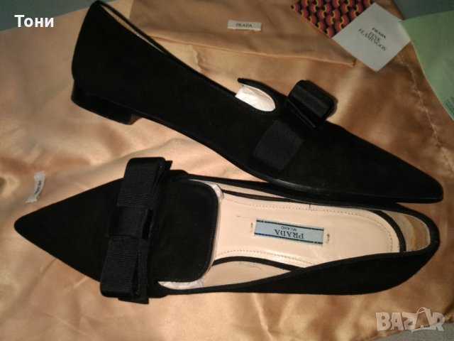 Дамски елегантни оригинални  обувки Prada Women's Black Loafer 100 % кожа , снимка 14 - Дамски обувки на ток - 18714675