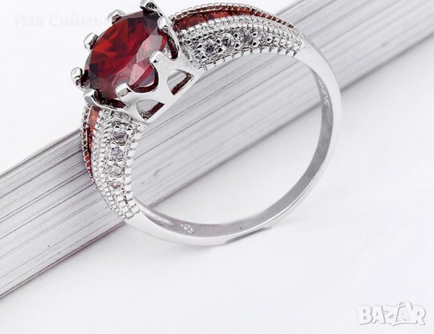 Сребърен корейски пръстен с рубини