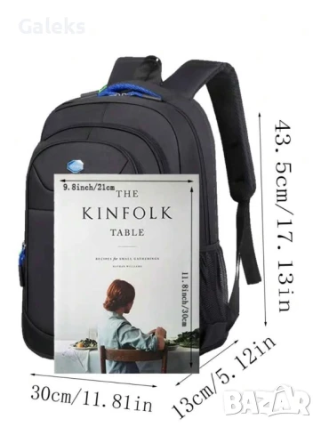 Ергономична и подсилена черна мъжка раница за пътуване с голям капацитет!, снимка 6 - Раници - 51007484