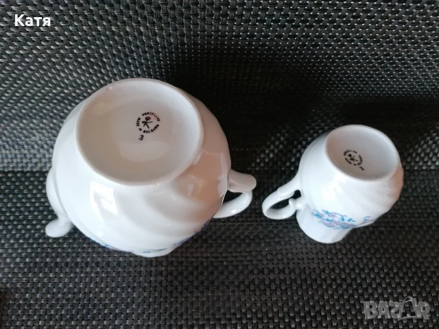 Български, порцеланов чайник и каничка "Китка"., снимка 6 - Сервизи - 50842918