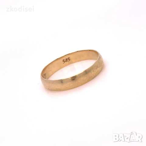 Златен пръстен брачна халка 2,60гр. размер:60 14кр. проба:585 модел:34324-1, снимка 2 - Пръстени - 51753286