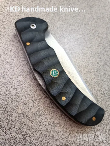 Сгъваем нож ръчно изработен от N690co стомана + ПОДАРЪК кания, снимка 4 - Ножове - 49128609