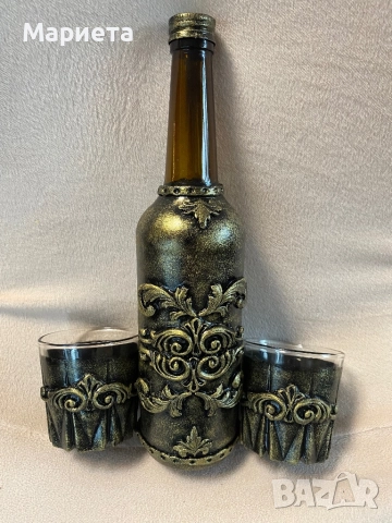 Комплект бутилка с две чаши, снимка 2 - Декорация за дома - 52962487
