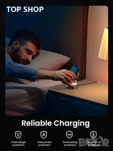 UGREEN MagSafe Charging, 2-в-1 магнитна станция за зареждане, (без адаптер), снимка 8 - Безжични зарядни - 49937546