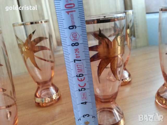 Ретро стъклени чаши чашки цветно стъкло, снимка 4 - Антикварни и старинни предмети - 36983802