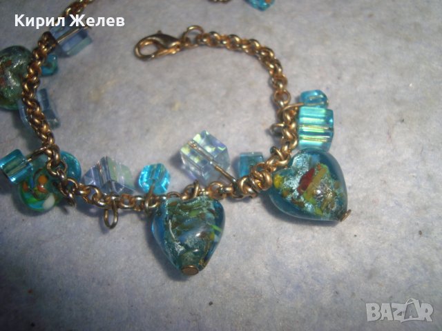 КРАСИВА АРТ ДЕКО СТИЛ ГРИВНА с ВИСУЛКИ от ЦВЕТНО ВЕНЕЦИАНСКО СТЪКЛО МУРАНО 29421, снимка 7 - Гривни - 37789222