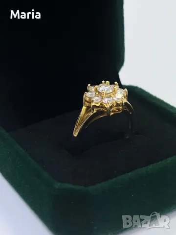 Дамски пръстен жълто злато и брилянти