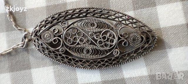 СТАРИННО СРЕБЪРНО КОЛИЕ ФИЛИГРАН 7.15 ГРАМА, снимка 4 - Колиета, медальони, синджири - 43899539