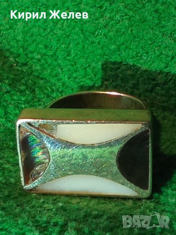 Стар СРЕБЪРЕН ЕЛЕГАНТЕН ПРЪСТЕН СРЕБРО 925 с ЧЕРЕН ОНИКС и МЛЕЧЕН КВАРЦ РЪЧНА АРТ ИЗРАБОТКА 40599