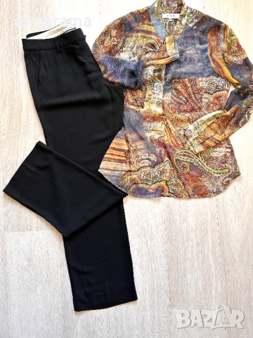 Marella елегантен черен панталон и цветна туника , снимка 3 - Панталони - 44884856