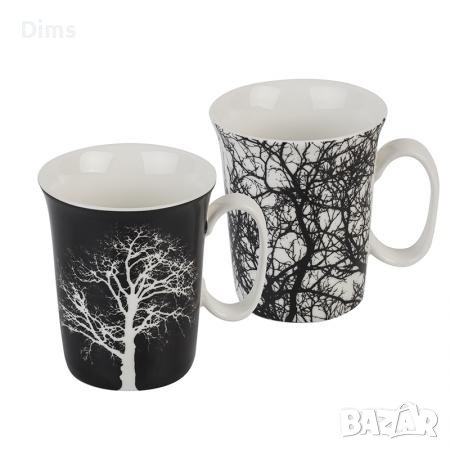 Комплект от 2 чаши Дърво за кафе и чай Костен порцелан , снимка 2 - Чаши - 38406402