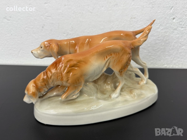 Порцеланова фигурка Royal Dux ловни кучета. №7478, снимка 4 - Колекции - 52047886