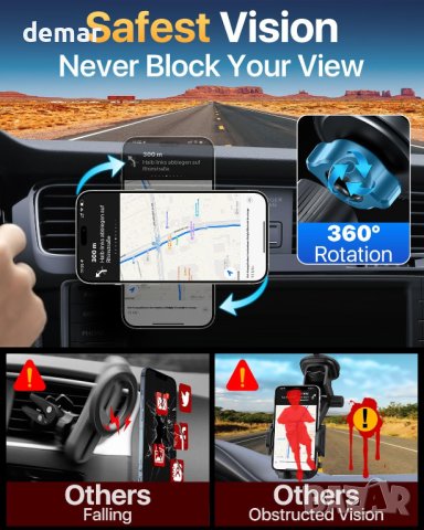 Магнитна стойка за кола за телефон iPhone 12-15 Pro Max Plus Mini, сив, снимка 3 - Резервни части за телефони - 43075070