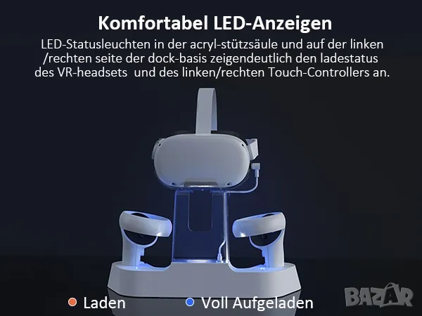 NexiGo Зарядна станция за Oculus Quest 2, Meta Quest 2, снимка 10 - Други игри и конзоли - 47929403