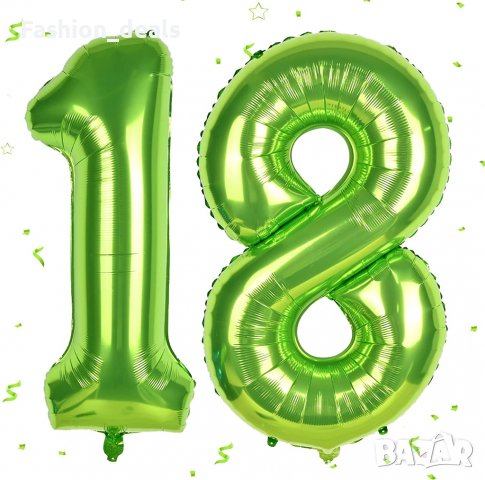 Нови зелени балони с големи числа 18 за Рожден ден Парти Декорации Украса, снимка 2 - Други - 39743615