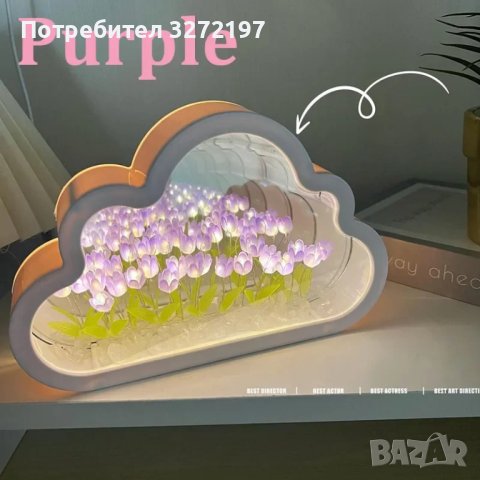 Ръчно изработена LED нощна лампа с изкуствени цветя - ЛАЛЕТА ,Направи си сам., снимка 14 - Настолни лампи - 43683300