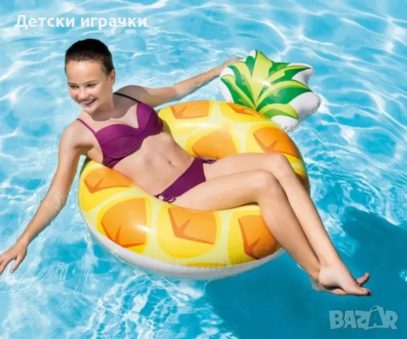 Детски надуваем пояс Intex, Ананасов дизайн, 117 х 86 см, PVC, жълт, снимка 3 - Надуваеми играчки - 49927732