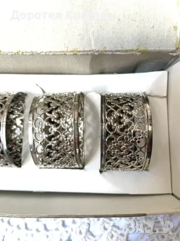 Красиви посребрени пръстени за салфетки от Англия , снимка 3 - Антикварни и старинни предмети - 50338547