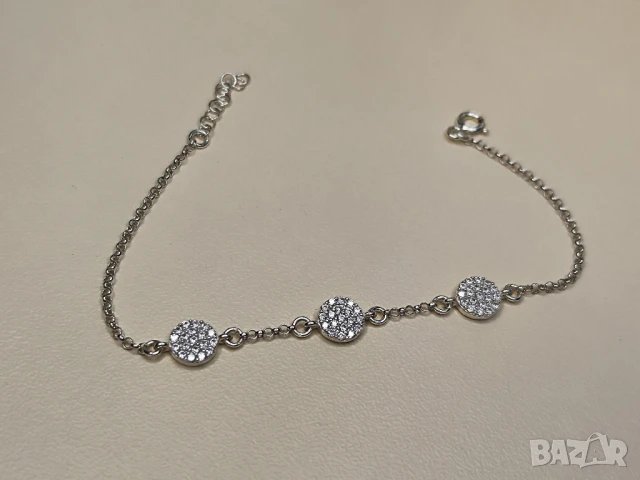 Дамска 925 сребърна гривна с циркони 