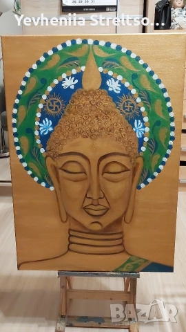 Оригинальная картина Золотой Будда 70х50 см