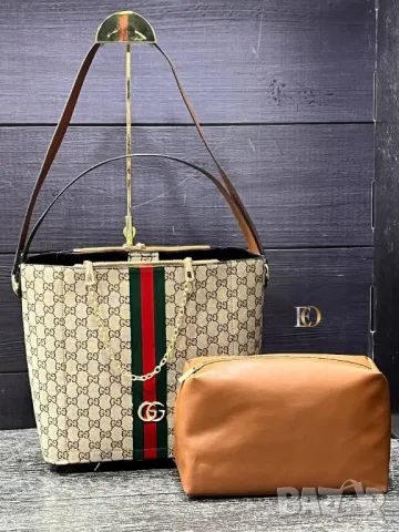 дамски комплект чанта, портмоне и обувки на ток/ маратонки / чехли gucci , снимка 3 - Чанти - 48255517